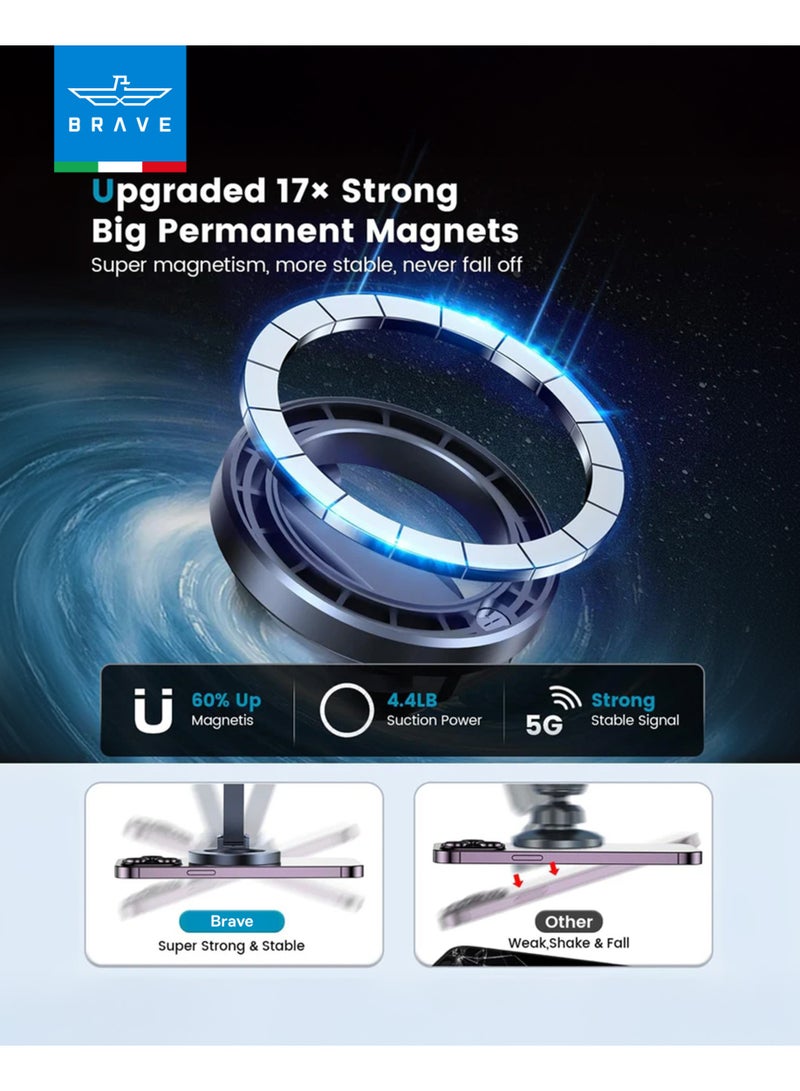 Brave Car Cup Holder Phone Mount with MagSafe Magnetic Mount, Adjustable 360° Gooseneck Arm – Universal Expandable Cup Holder Base Mobile Holder for Cars, SUV, Sedan & Trucks – Strong Grip Stable Base – Compatible with iPhone 17 / 17 Pro / 17 Pro Max / iPhone Air / 16 / 15 / 14 / 13 / 12 Series, Samsung Galaxy S25 / S24 / S23 / S22 Ultra, Android Devices & MagSafe Cases – Black - Image 4